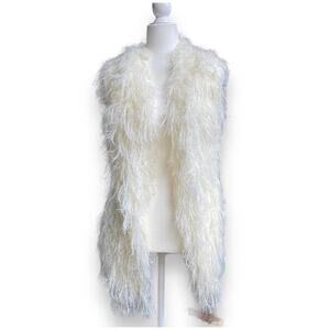 BCBGMaxarzia Faux Fur Sweater Vest
Sz XS/S Ivory White Boho Retro 70s Long Line
